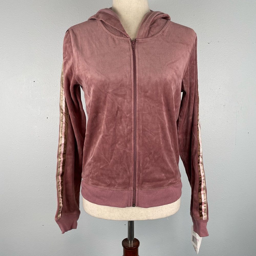 NWT Eye Shadow Mauve Velour Style Hoodie Size L